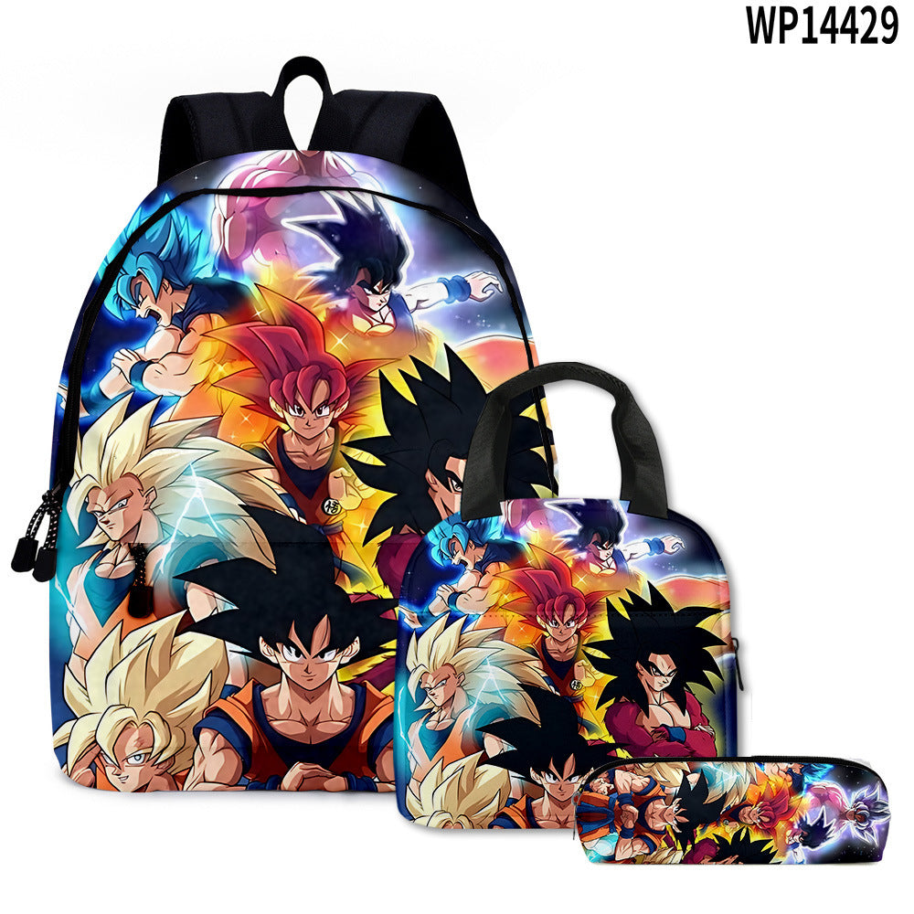 Dragon Ball Super 3D Goku Backpack Set 3-Piece Anime Combo
