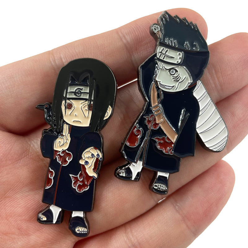 Naruto Akatsuki Brooch Set Itachi, Deidara, Kisame, Pain Metal Badge for Bag Decoration & Collection
