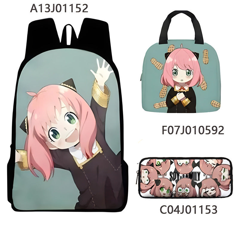 Spy Playhouse Full-Print Anime Backpack + Lunch Bag Set for Kids