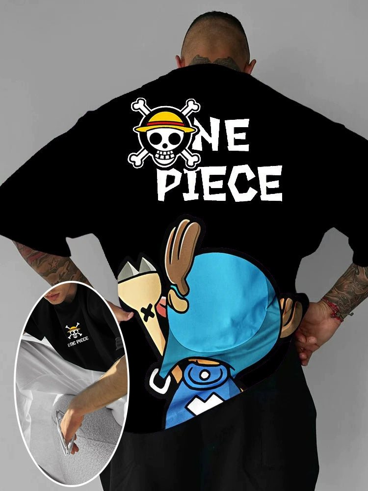 Luffy & Zoro Heavyweight Anime T-Shirt Loose Fit Cotton Tee for Men & Women