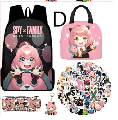 Spy Playhouse Full-Print Anime Backpack + Lunch Bag Set for Kids
