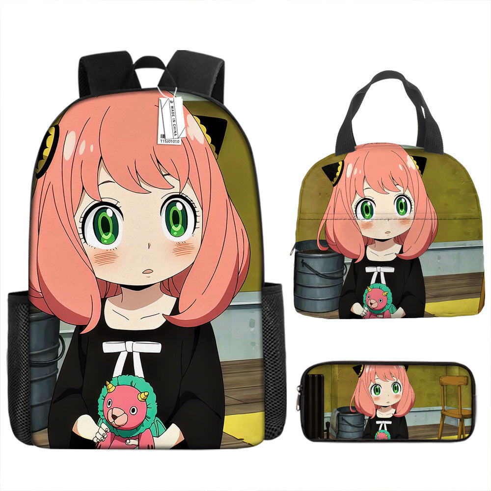 Spy Playhouse Full-Print Anime Backpack + Lunch Bag Set for Kids