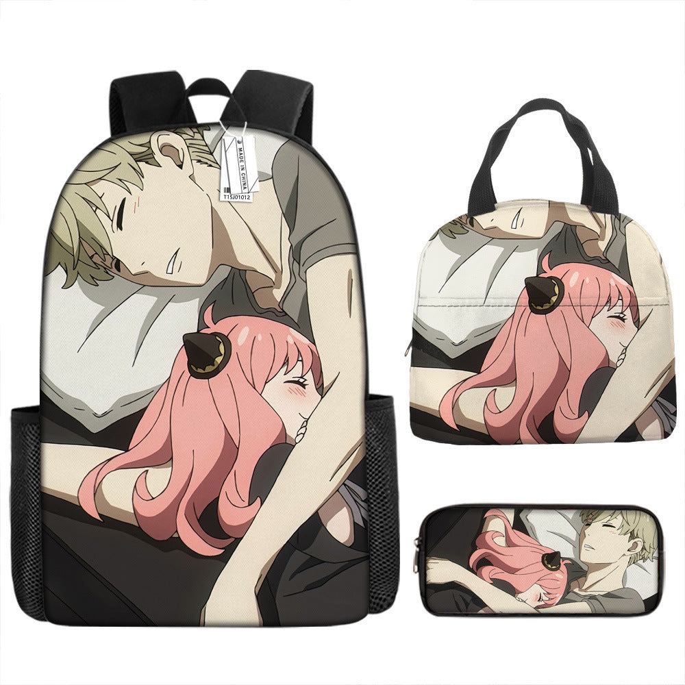 Spy Playhouse Full-Print Anime Backpack + Lunch Bag Set for Kids