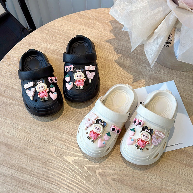 EVA hole shoes girls' summer rabu cloth thick-soled solid color garden shoes wear beach toe sandals outside