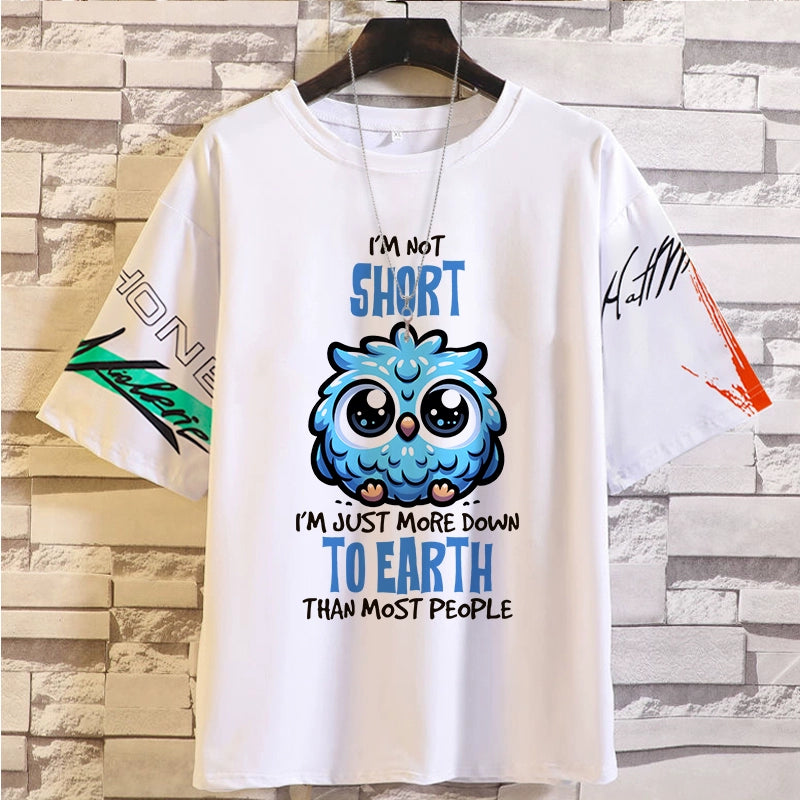 Spoof Cat Short Sleeve T-Shirt for Men and Women Summer Anime Peripheral Loose Casual Teen Clothes Tide Style