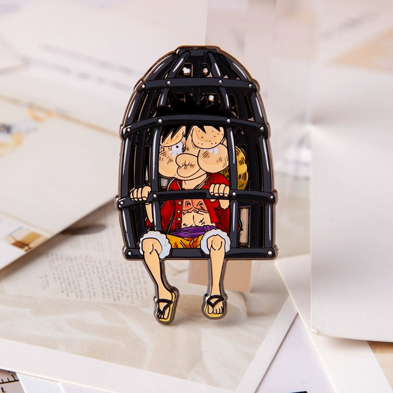 Luffy Metal Badge & Keychain Set One Piece Anime Brooch with Gift Packaging