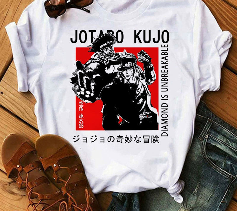 Japanese Anime JOJO'S Bizarre Adventure T-Shirt Men Summer Top Casual Short Sleeve Tee