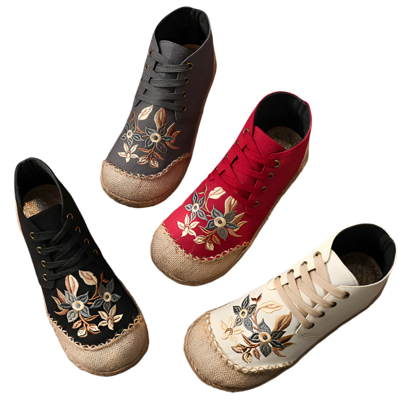 Mid-Top Linen Vintage Lace-up Old Beijing Cloth Shoes