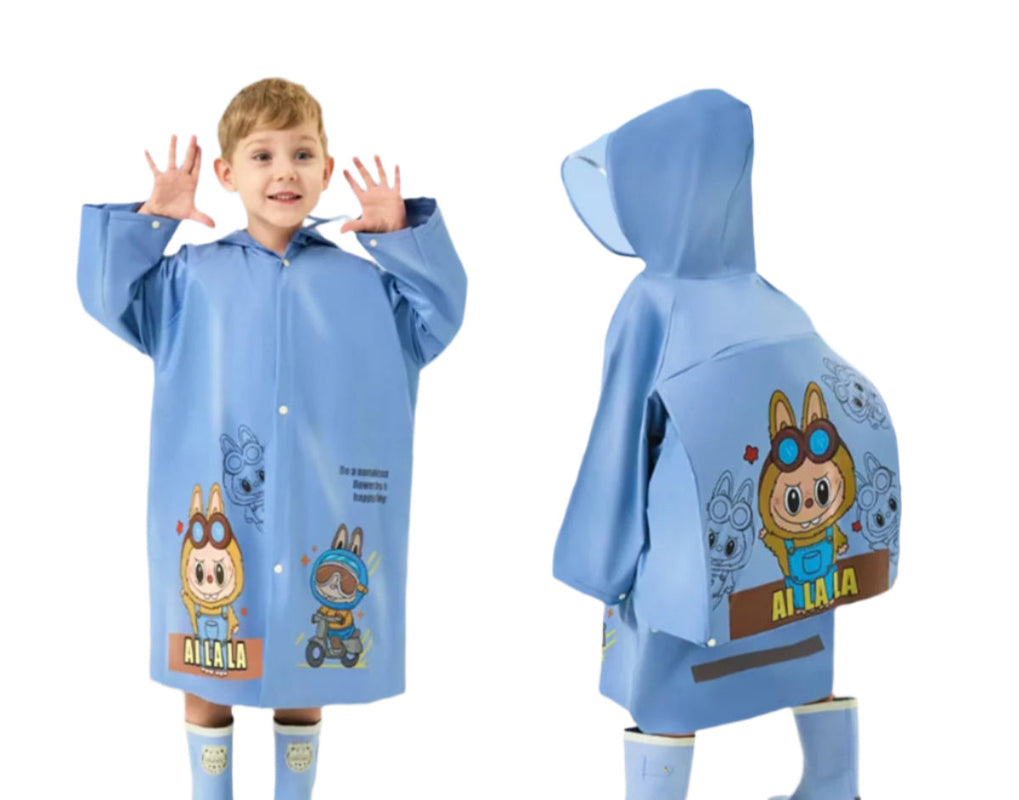 Al la la children's raincoat oversized schoolbag space cute baby exclusive whole body waterproof and fearless of wind and rain light and breathable