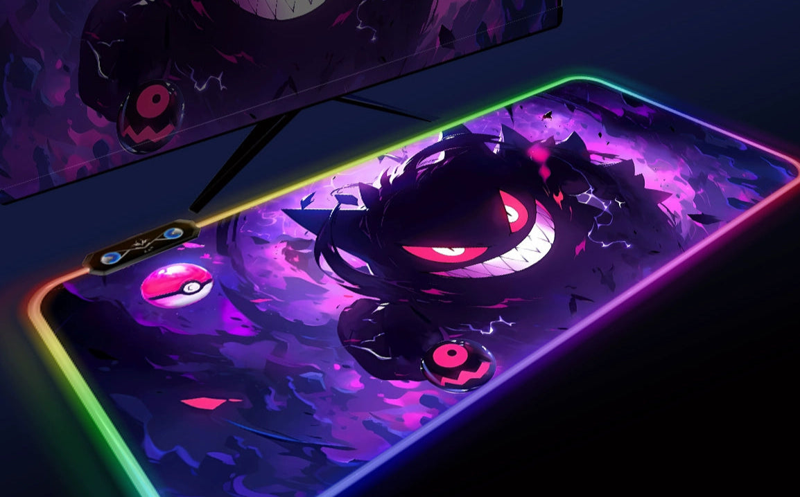 Gengar RGB Gaming Desk Mat Pokémon Oversized Luminous Table Pad for Students & Gamers