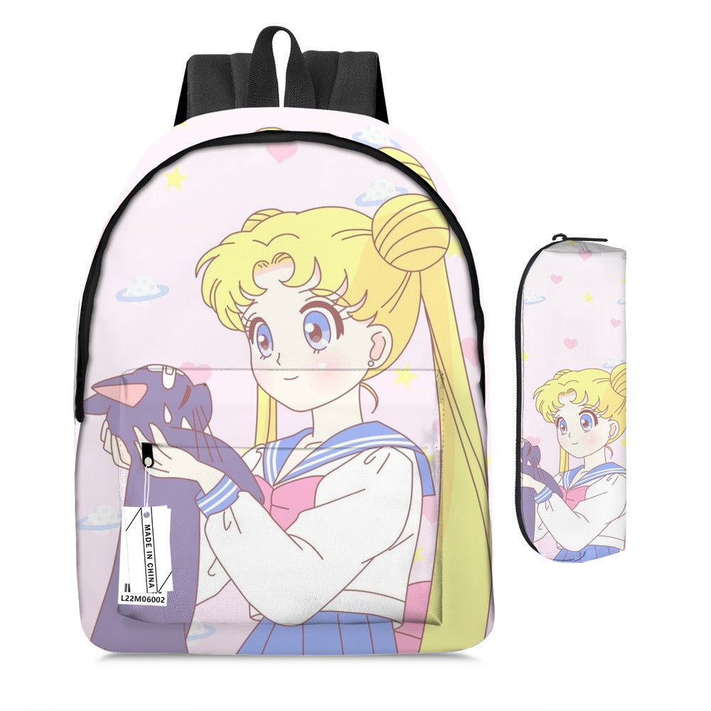 Sailor Moon Magic School Bag Set Full Print Backpack & Pen Case (2-Piece Set)