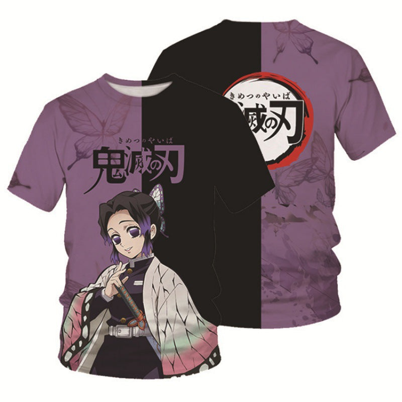 Hot selling new anime Japanese comic Demon Slayer series T-shirt 3D digital printed casual short-sleeved T-shirt for men and women
