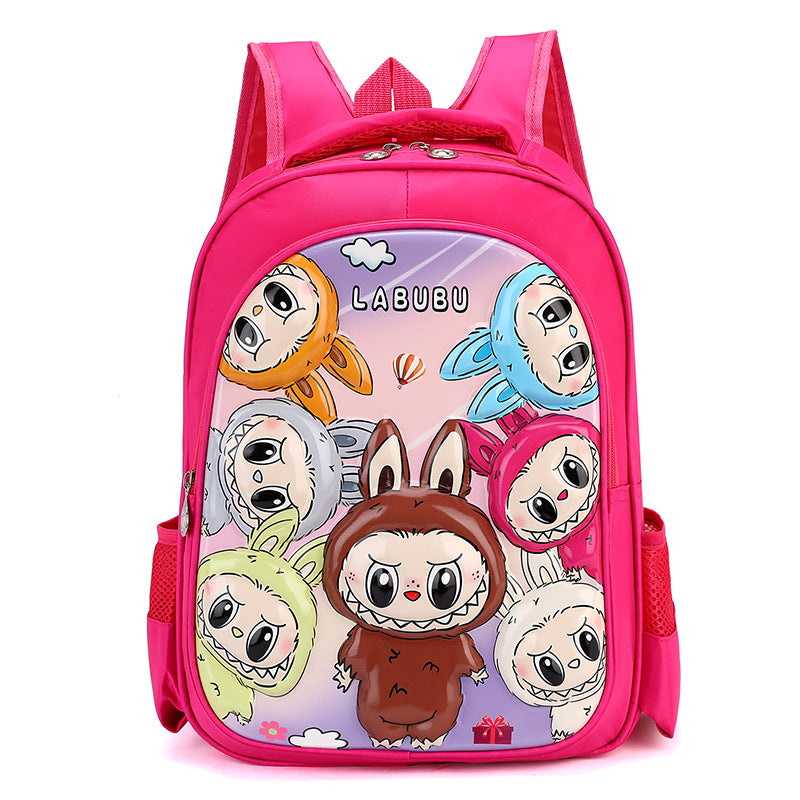 Labubu Cartoon School Backpack Grades 16 Kids Crossbody School Bag