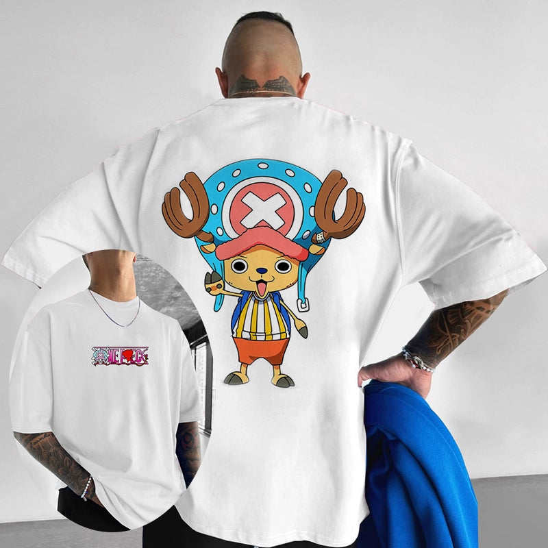 Luffy & Zoro Heavyweight Anime T-Shirt Loose Fit Cotton Tee for Men & Women