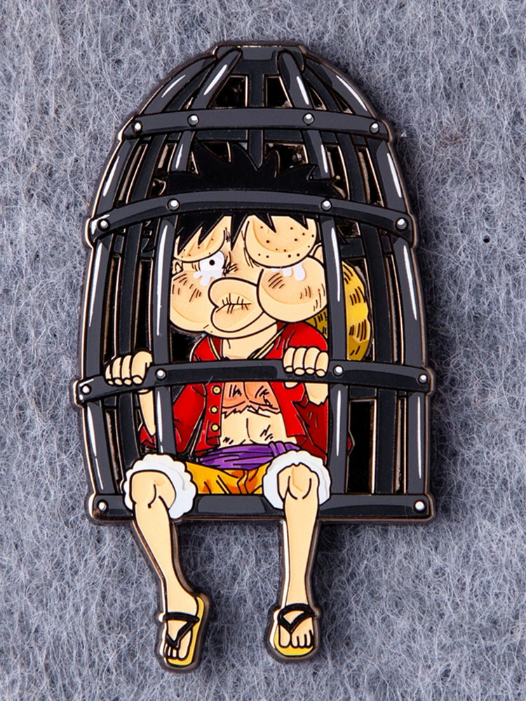Luffy Metal Badge & Keychain Set One Piece Anime Brooch with Gift Packaging