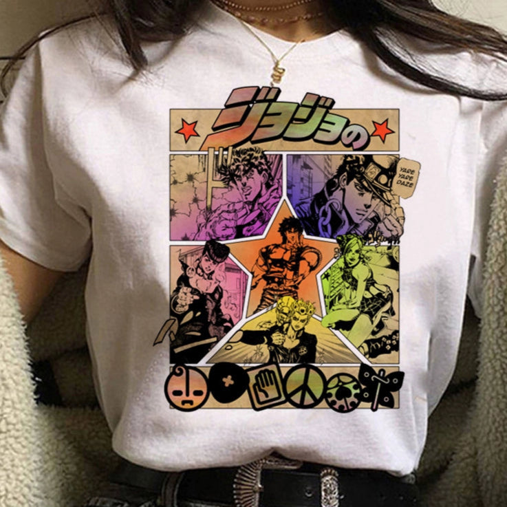 Japanese Anime JOJO'S Bizarre Adventure T-Shirt Men Summer Top Casual Short Sleeve Tee