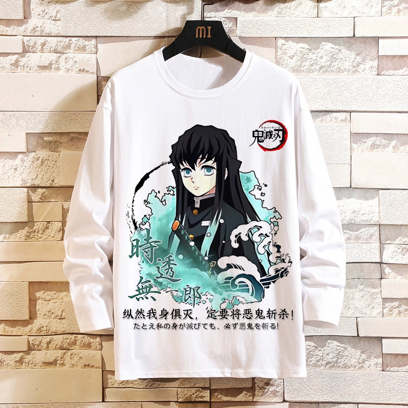 Demon Slayer Blade Anime 2D Long-Sleeved T-Shirt Mens and Womens Trend Print Top Clothes Mouth Hei Inosuke Perimeter Autumn Wear
