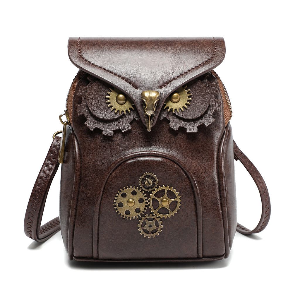 Medieval steampunk women's shoulder crossbody bag creative owl MINI coin purse shoulder bag