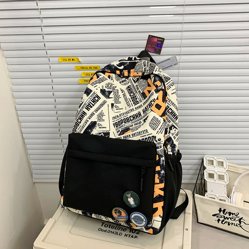 One Piece Graffiti Backpack Large Capacity Anime Schoolbag for Boys & Girls