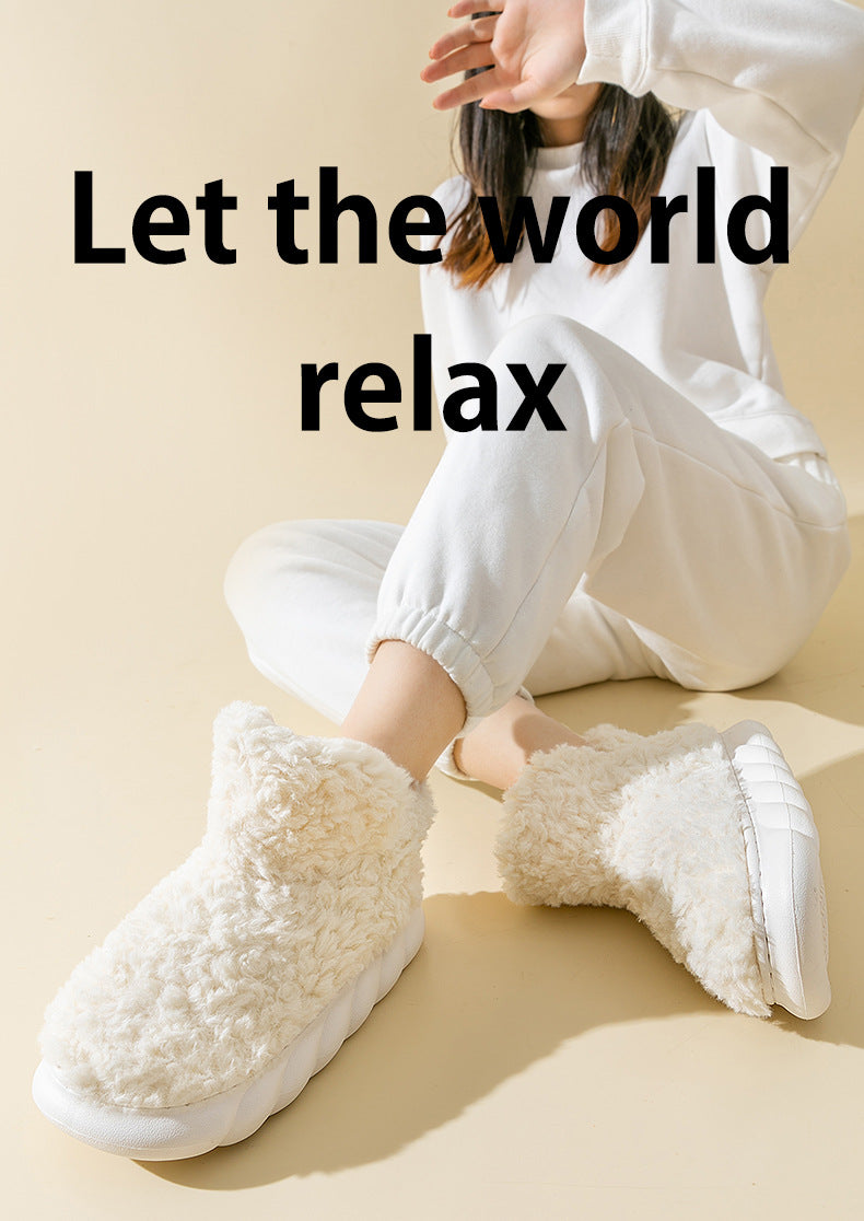 Plush Thick-Soled Cotton Slippers