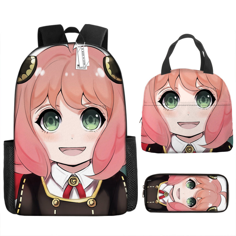 Spy Playhouse Full-Print Anime Backpack + Lunch Bag Set for Kids