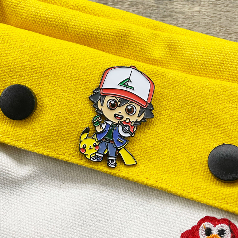 Pokémon Ash & Pikachu Metal Brooch Anime Badge for Bag, Jacket & Collector Display