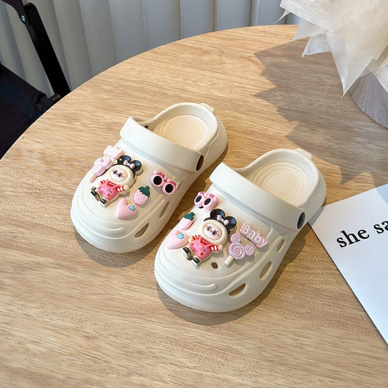 EVA hole shoes girls' summer rabu cloth thick-soled solid color garden shoes wear beach toe sandals outside