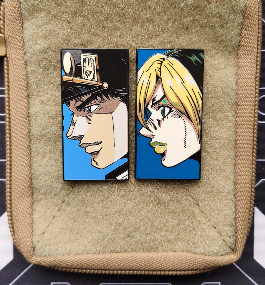 Gray Man Tactics JOJOs Bizarre Adventure Metal Enamel Badge Velcro Patch, Armband & School Bag Accessory