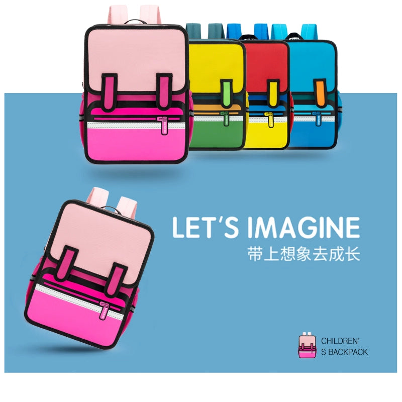 2D Style Anime School Backpack Waterproof Comic Bag