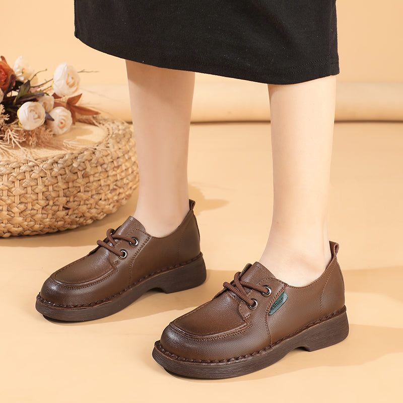Genuine Leather Loafers – Soft, Non-Slip Flats with Thick Sole Comfort