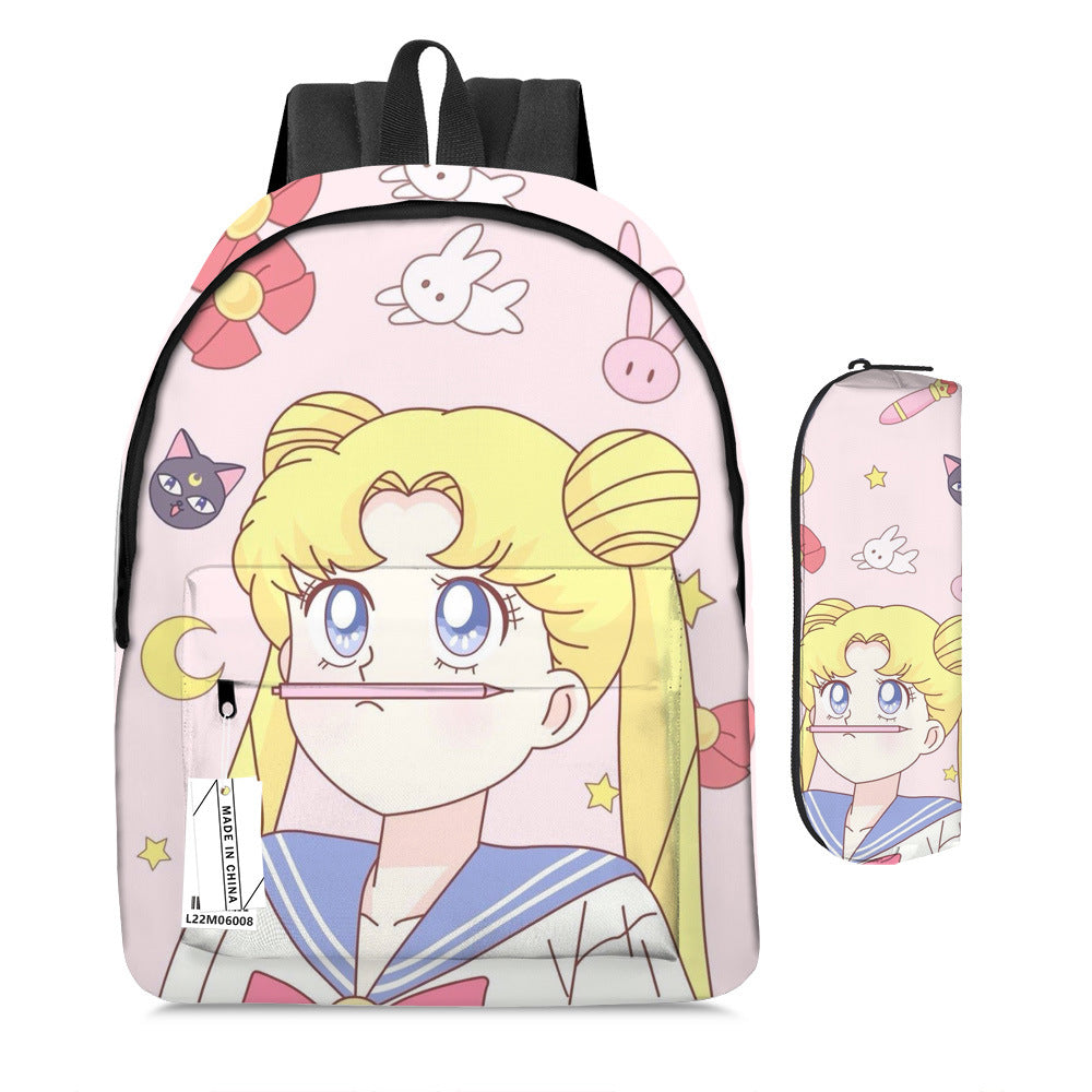 Sailor Moon Magic School Bag Set Full Print Backpack & Pen Case (2-Piece Set)