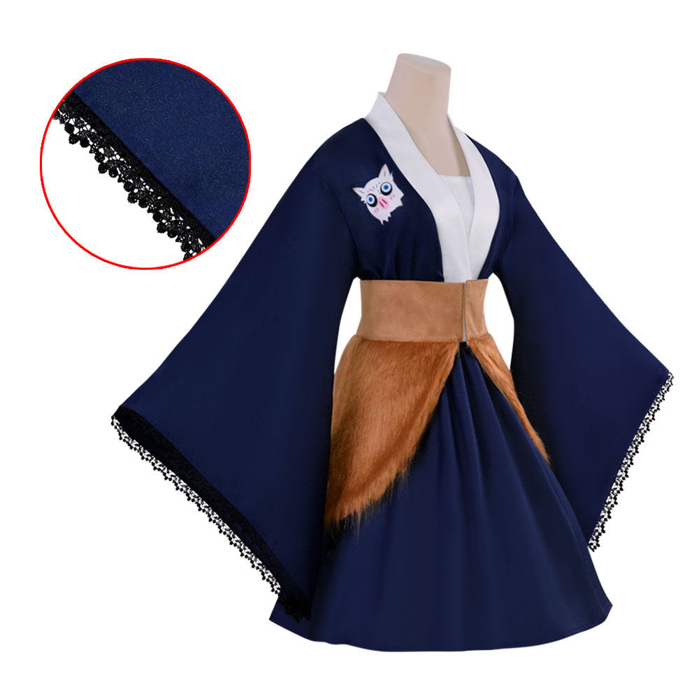 Inosuke women's cos clothing Ghost Slayer Blade cosplay maid skirt Halloween role-playing kimono manufacturers