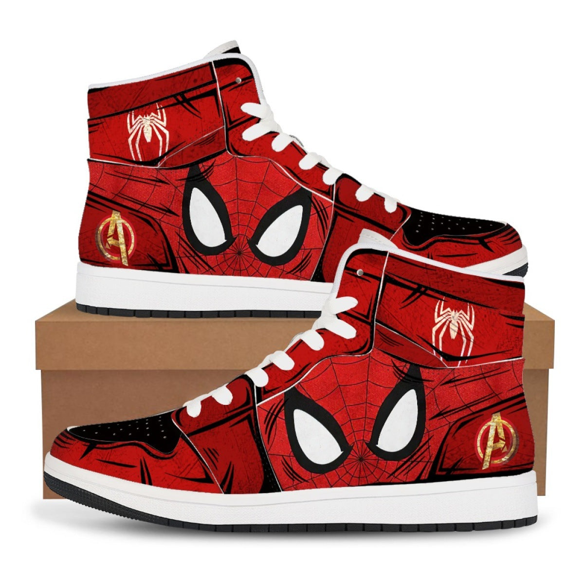 Naruto x One Piece Brown High-Top PU Shoes Anime Basketball Sneakers for Streetwear Fans