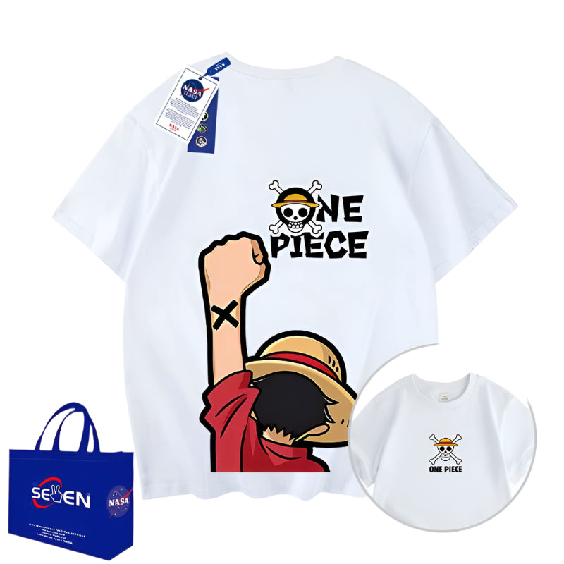 NASA x One Piece Luffy Punch T-Shirt Summer Streetwear for Boys & Girls