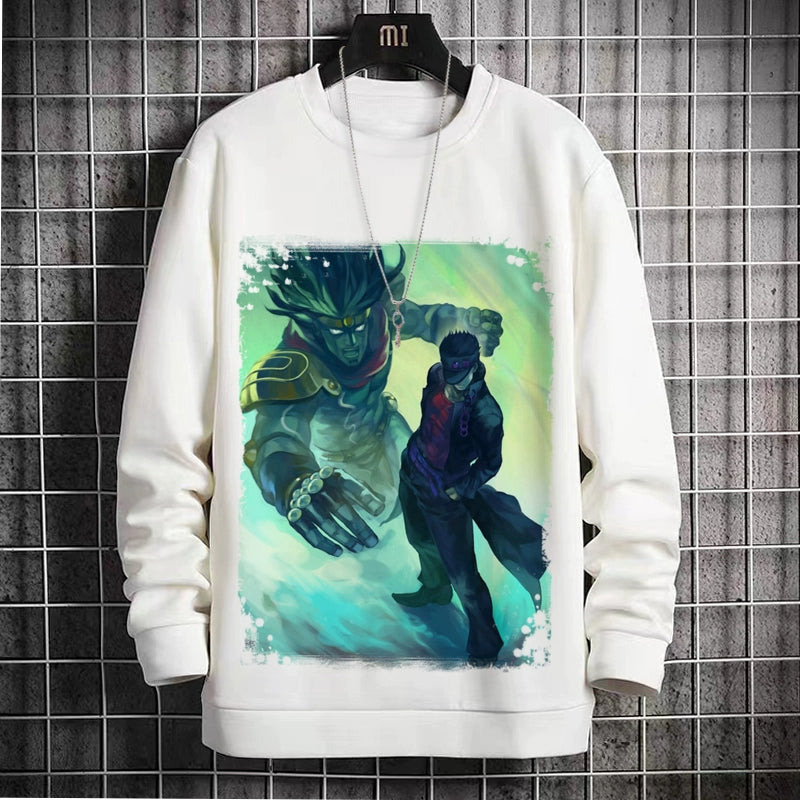 New Sweatshirt Male JOJO'S Bizarre Adventure Two-Dimensional Anime Round Neck Fleece Dress Casual Print Shirt Autumn and Winter
