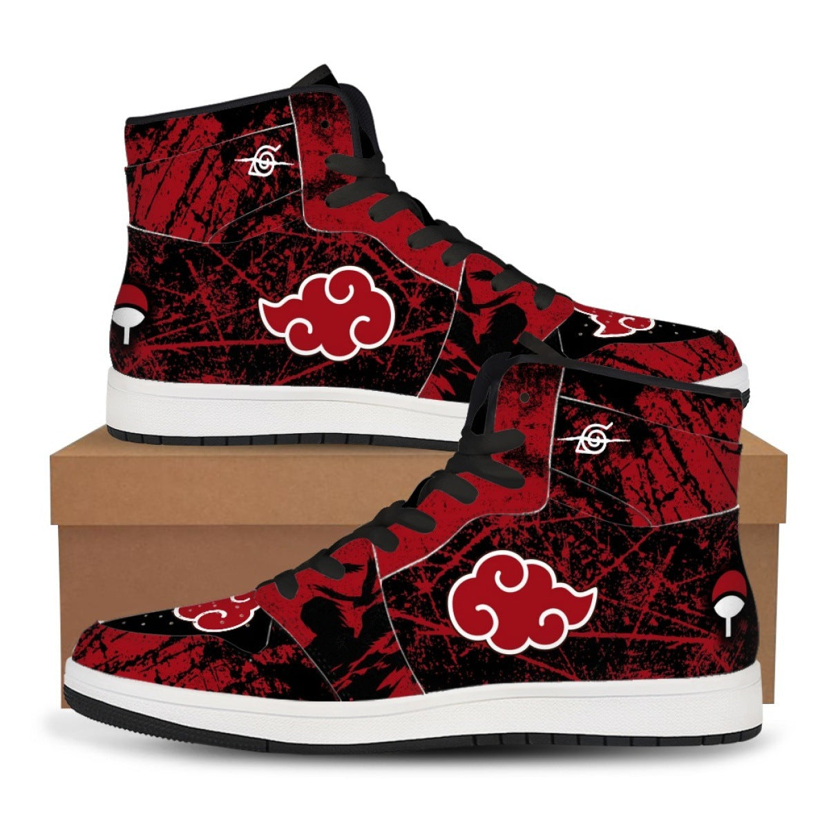 Naruto x One Piece Brown High-Top PU Shoes Anime Basketball Sneakers for Streetwear Fans