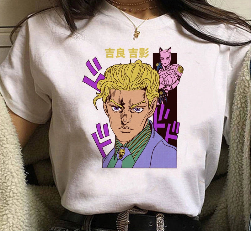Japanese Anime JOJO'S Bizarre Adventure T-Shirt Men Summer Top Casual Short Sleeve Tee