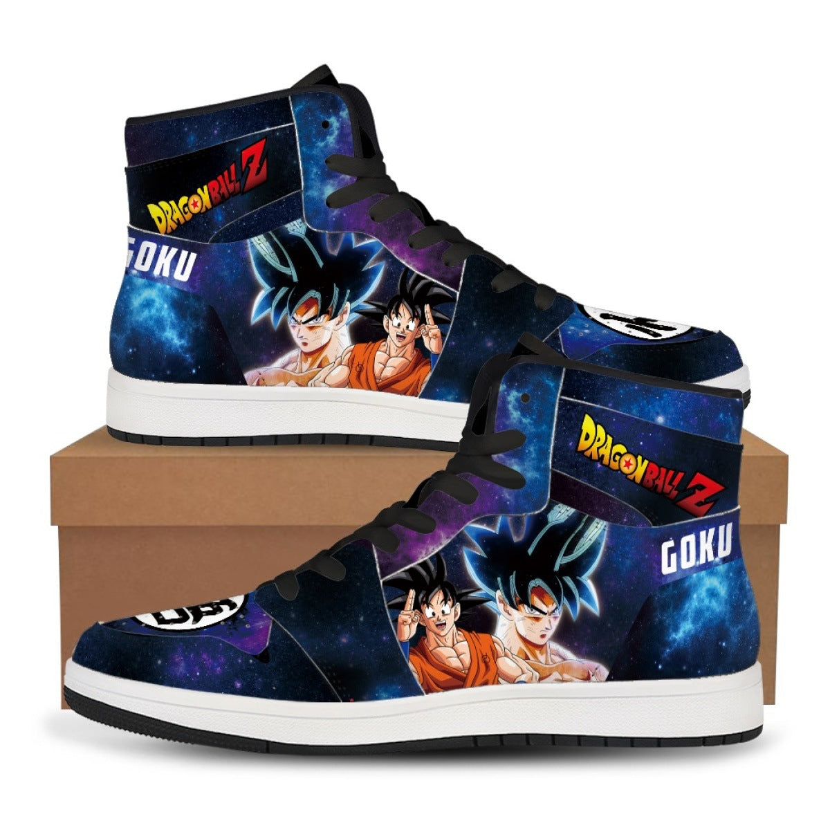 Naruto x One Piece Brown High-Top PU Shoes Anime Basketball Sneakers for Streetwear Fans