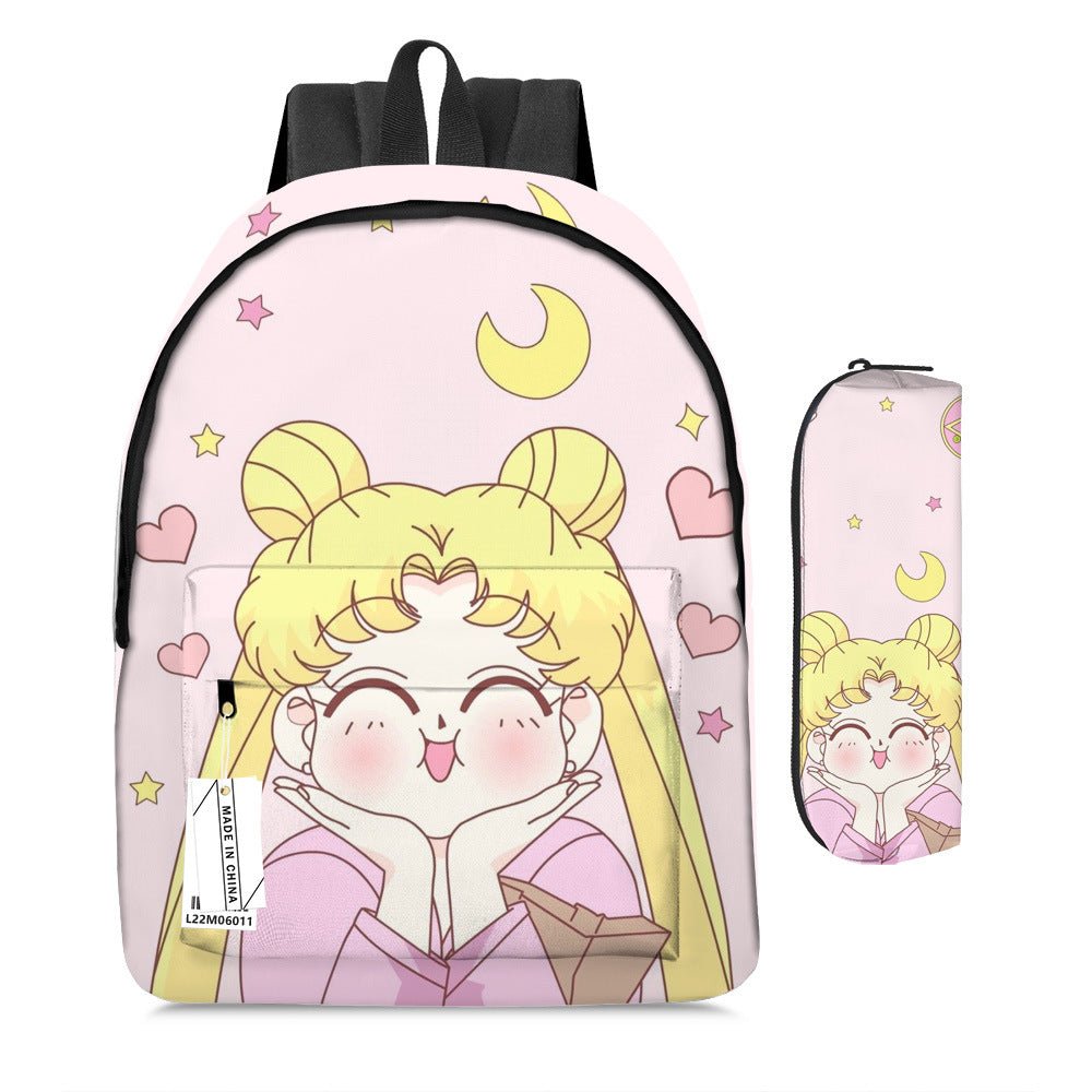 Sailor Moon Magic School Bag Set Full Print Backpack & Pen Case (2-Piece Set)