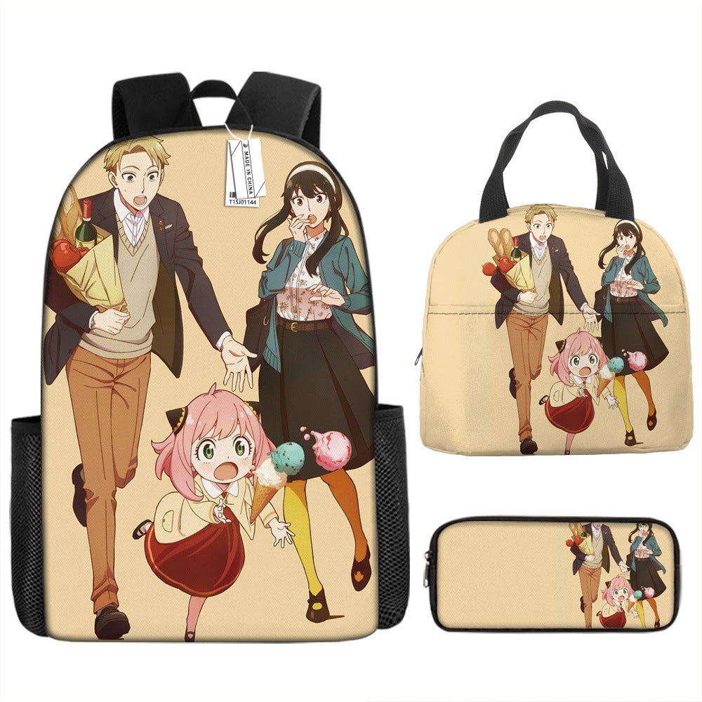Spy Playhouse Full-Print Anime Backpack + Lunch Bag Set for Kids