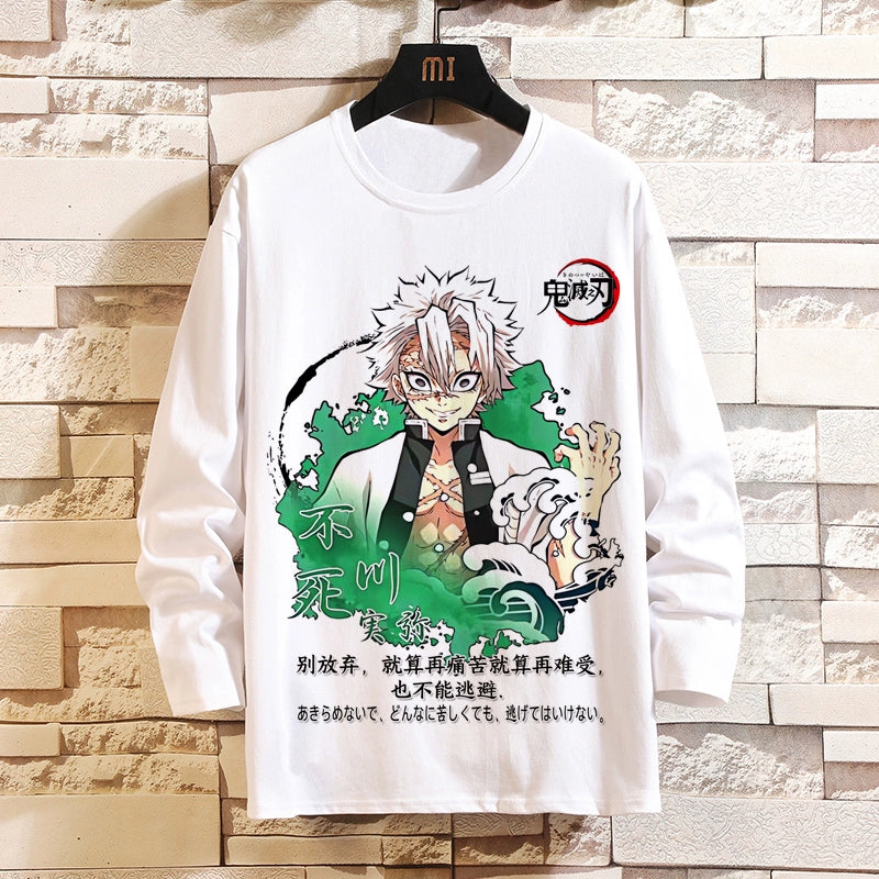 Demon Slayer Blade Anime 2D Long-Sleeved T-Shirt Mens and Womens Trend Print Top Clothes Mouth Hei Inosuke Perimeter Autumn Wear