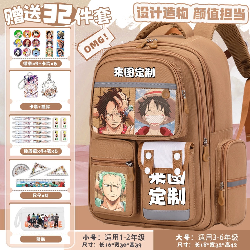One Piece Spine-Protecting School Backpack Lightweight & Large-Capacity Bag