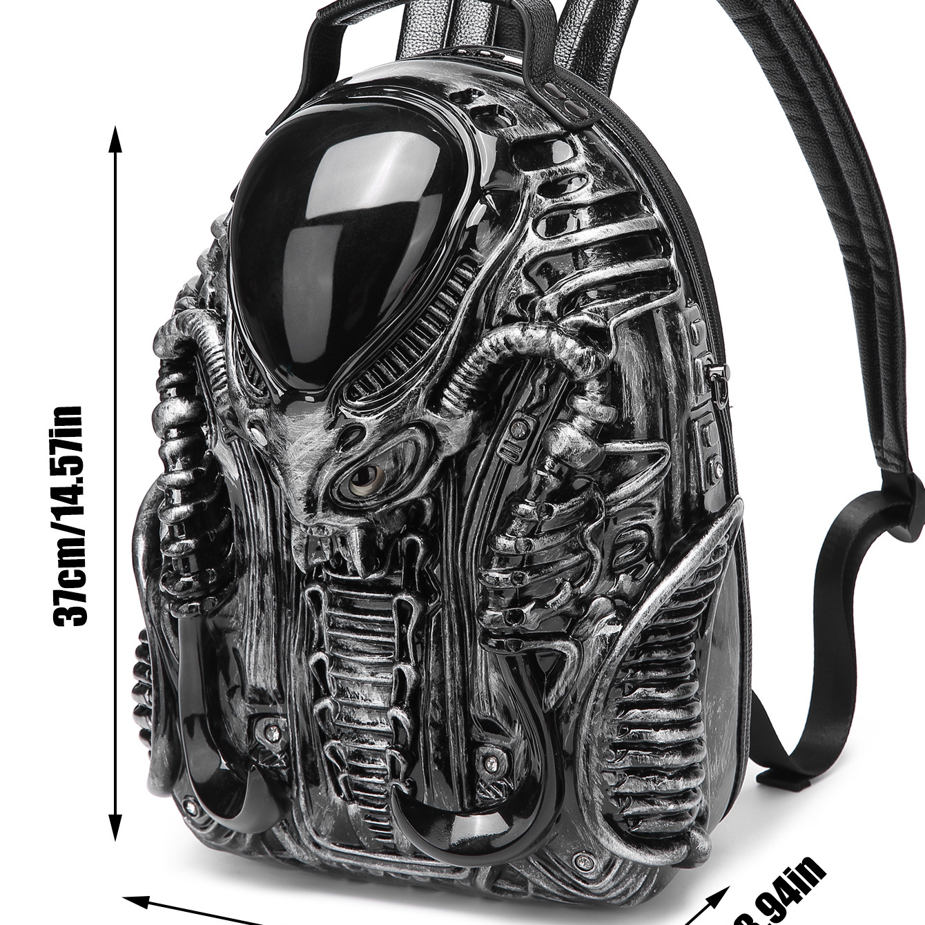 Punk Metal Predator Backpack Street Style School Bag for Men & Women