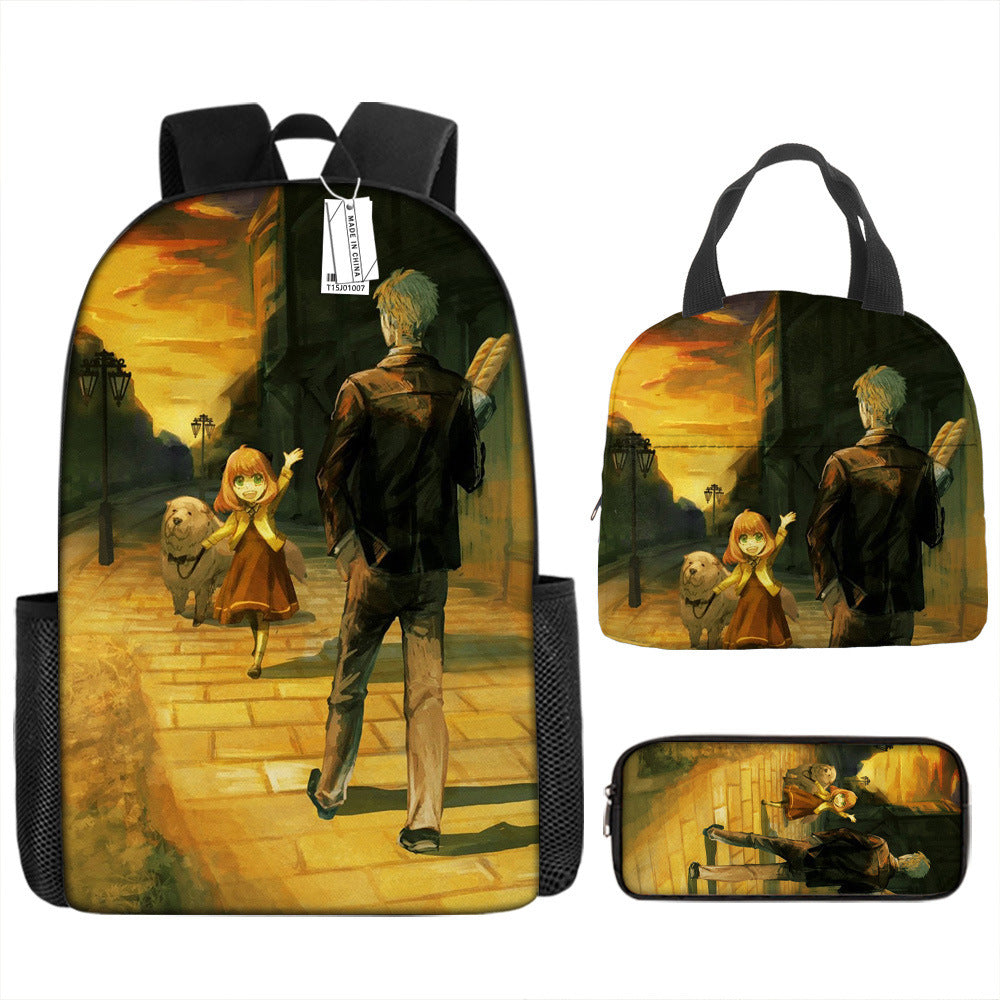 Spy Playhouse Full-Print Anime Backpack + Lunch Bag Set for Kids