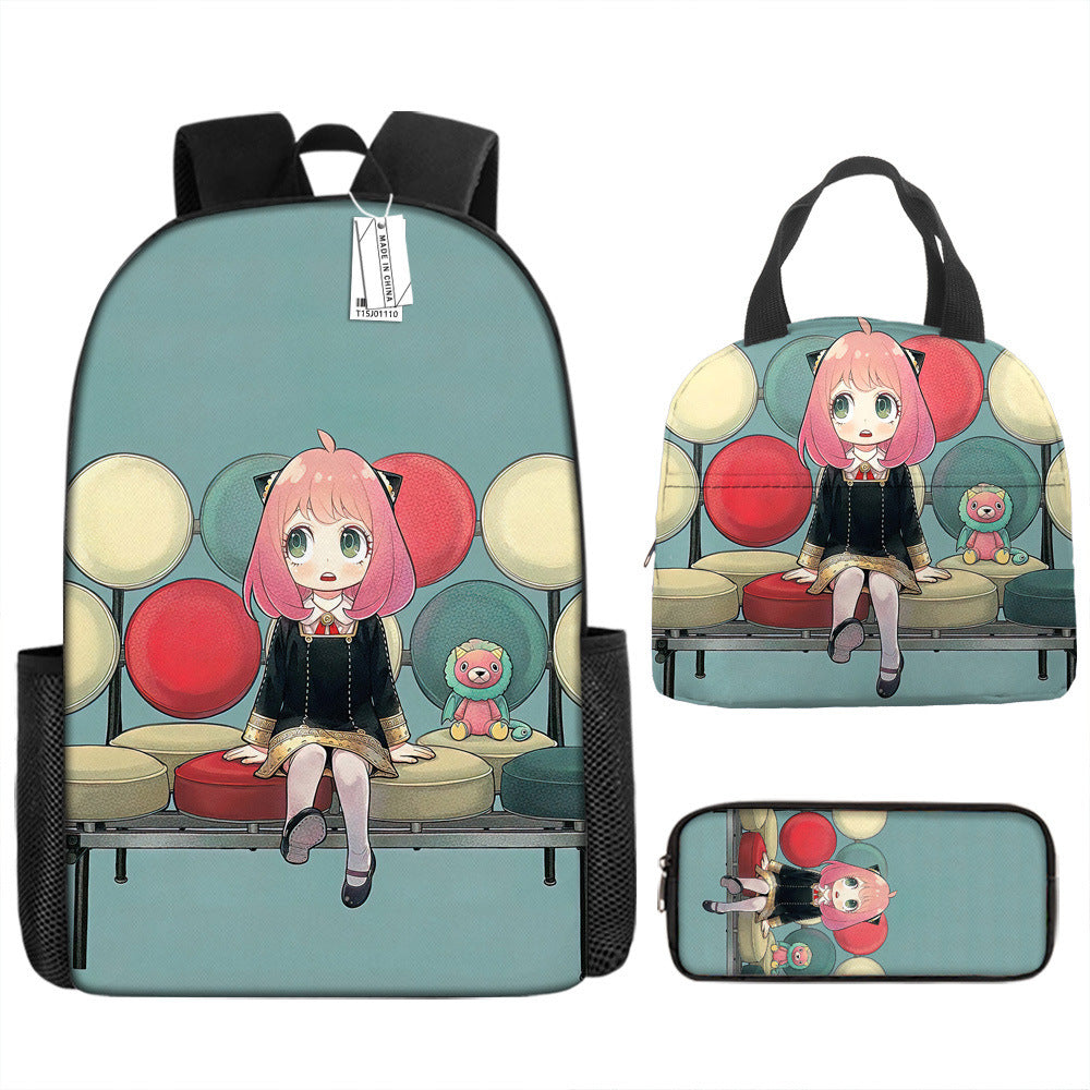 Spy Playhouse Full-Print Anime Backpack + Lunch Bag Set for Kids