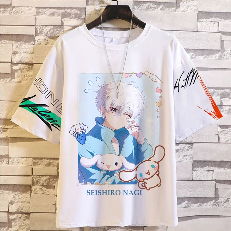 Blue Prison Pain Clothes T-Shirt BLUE LOCK Jieshi Yiling Wangbee Le Back Male and Female Teen Summer Top Anime Peripheral