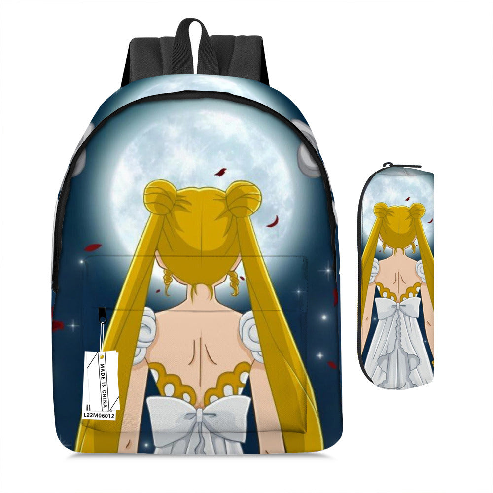 Sailor Moon Magic School Bag Set Full Print Backpack & Pen Case (2-Piece Set)
