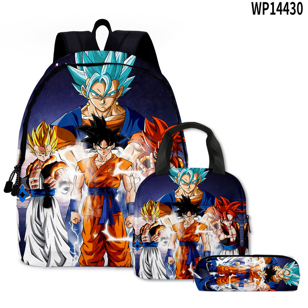 Dragon Ball Super 3D Goku Backpack Set 3-Piece Anime Combo