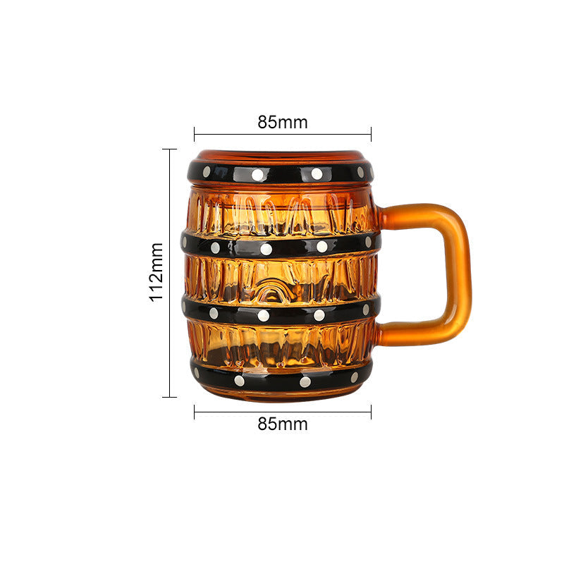 One Piece Cask Glass Mug Lid-Covered Gift Glass for Water, Beer & Wine