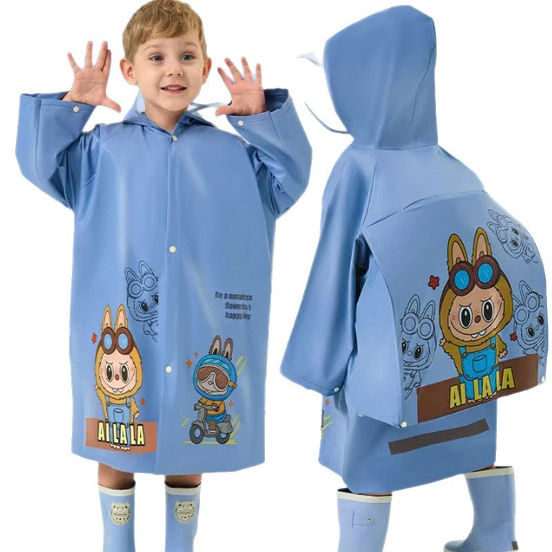 Al la la children's raincoat oversized schoolbag space cute baby exclusive whole body waterproof and fearless of wind and rain light and breathable